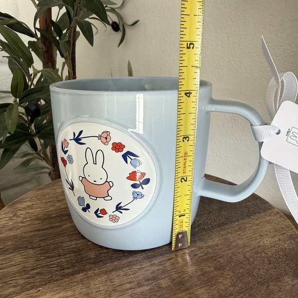 NWT Magenta Miffy Bunny Spring Cute Floral Design Pastel Blue Ceramic Mug Cup - Picture 5 of 9